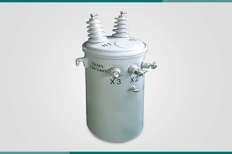 Single-phase oil-immersed transformer on column